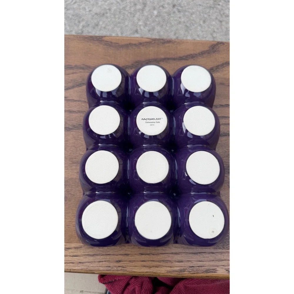 Rachael Ray Purple Stoneware Egg Tray Holder 12 Slot Kitchen Organizer‎